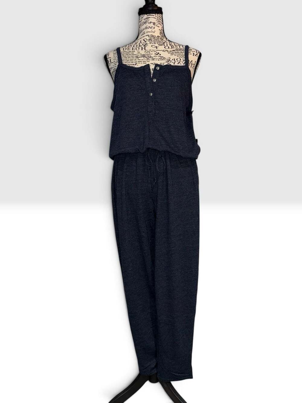 Chaser Major Henley Tank Jumpsuit Women’s Large Blue NWT